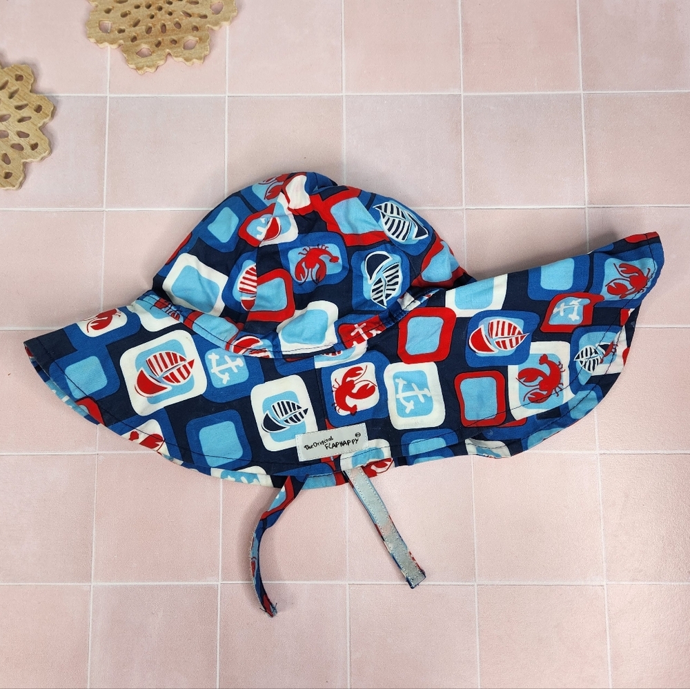 Flap Happy Nautical Themed Hat with Red and Blue